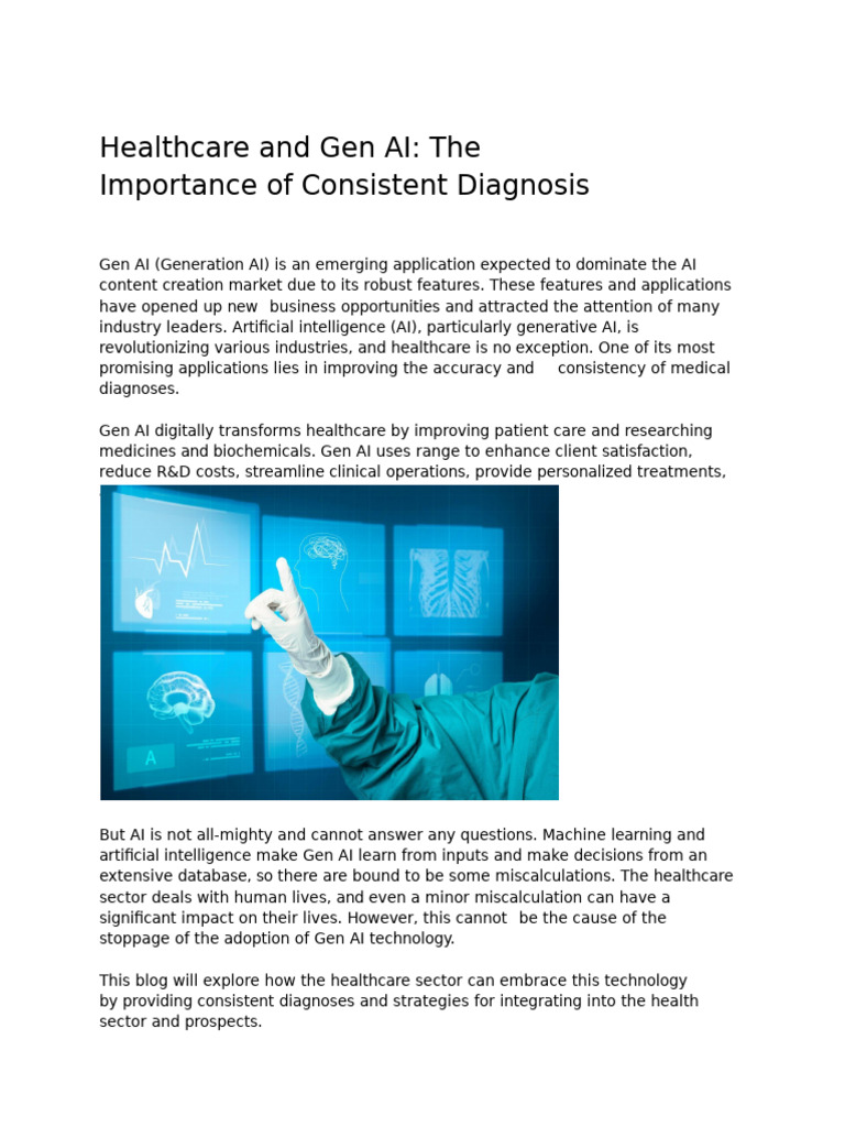 Gen AI's Role in Consistent Healthcare Diagnosis | PDF | Medical ...