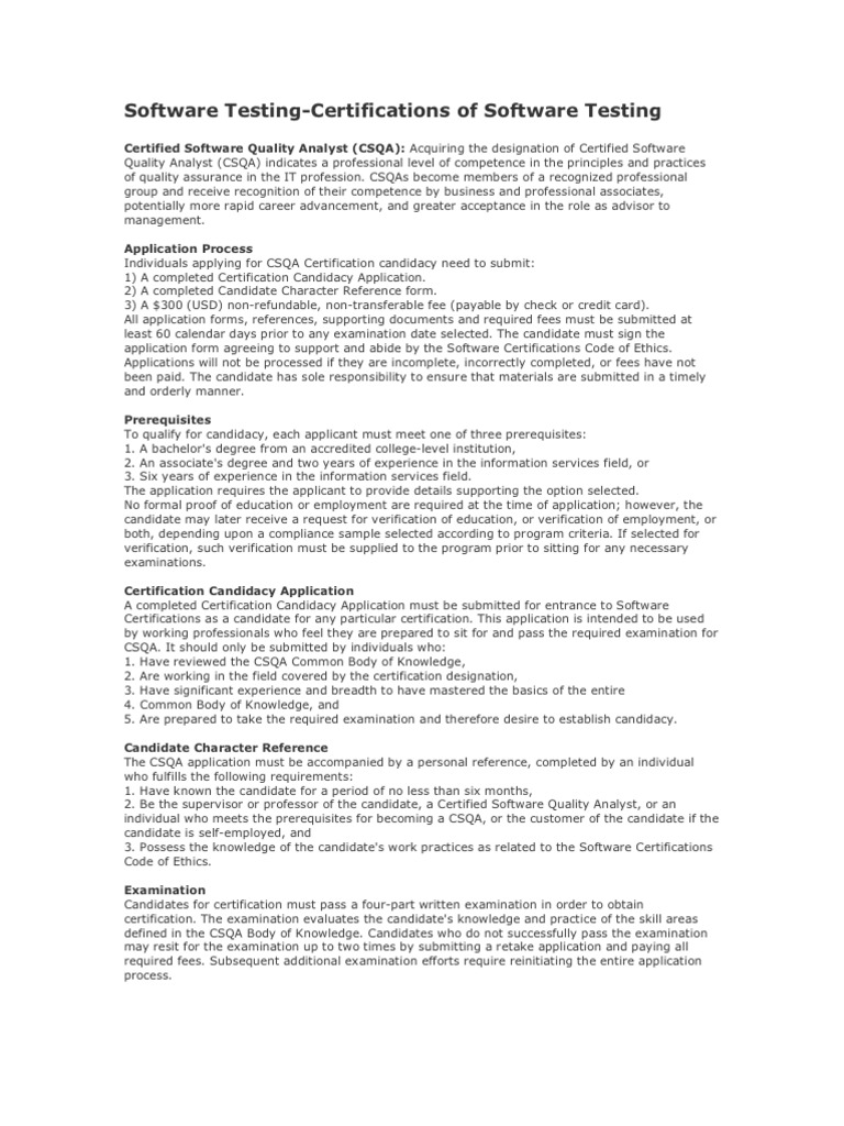 Software Testing Certifications | PDF | Professional Certification