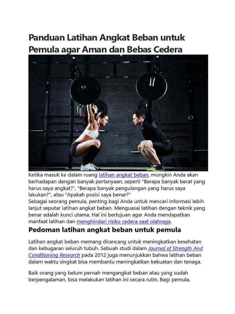 Panduan Latihan Angkat Beban untuk Pemula: Membangun Fondasi Kuat untuk Tubuh Ideal