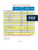 Calendar For UPSC Examinations