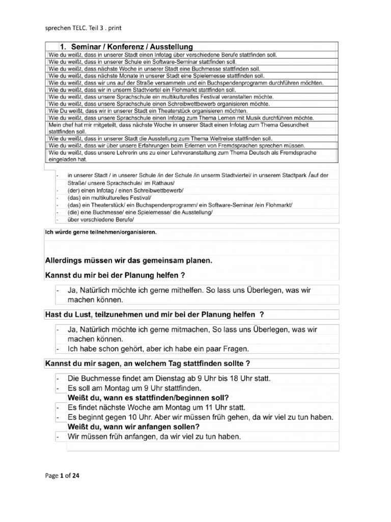 Sprechen TELC. Teil 3 - Print. | PDF