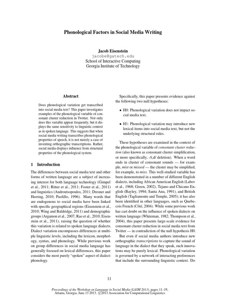 Study On Social Media Language | PDF