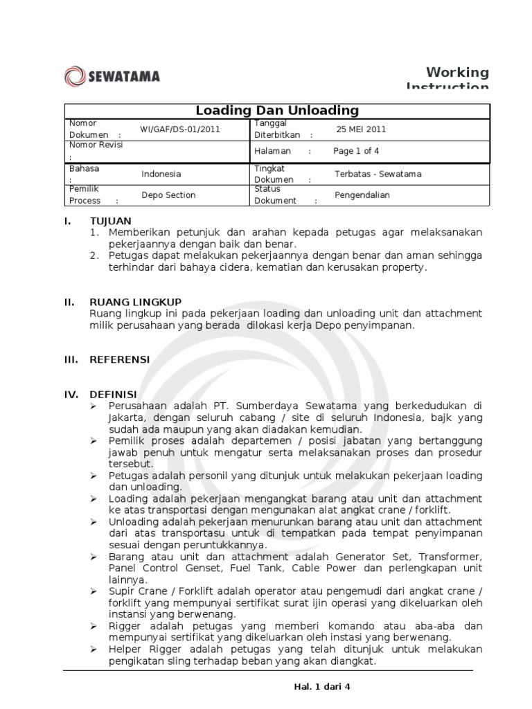 WI-01 Loading Dan Unloading | PDF | Bisnis | Teknologi & Rekayasa