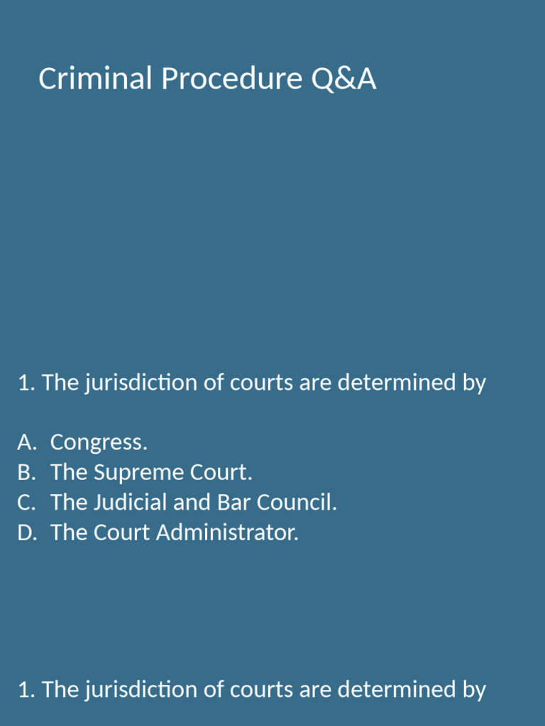Criminal Procedure Q&A Guide | PDF | Plea | Prosecutor