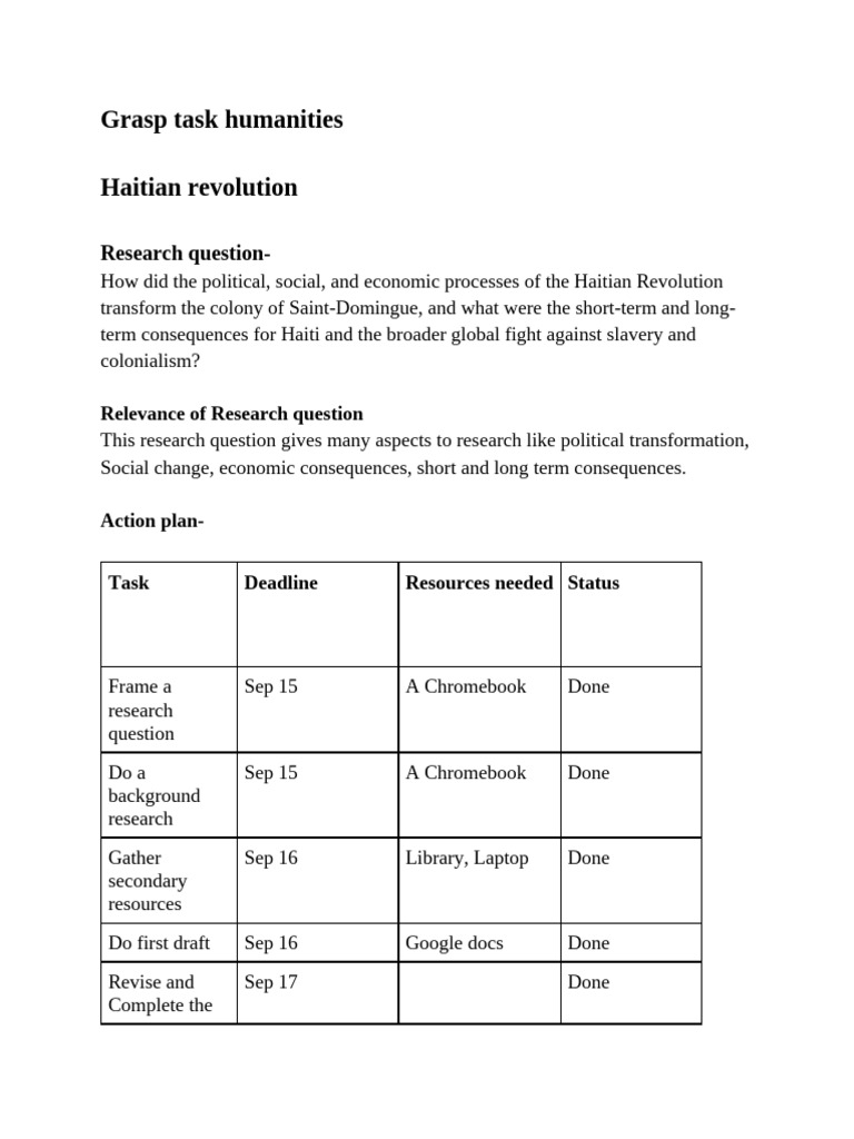 Grasp Task MYP 3 Humanities | PDF