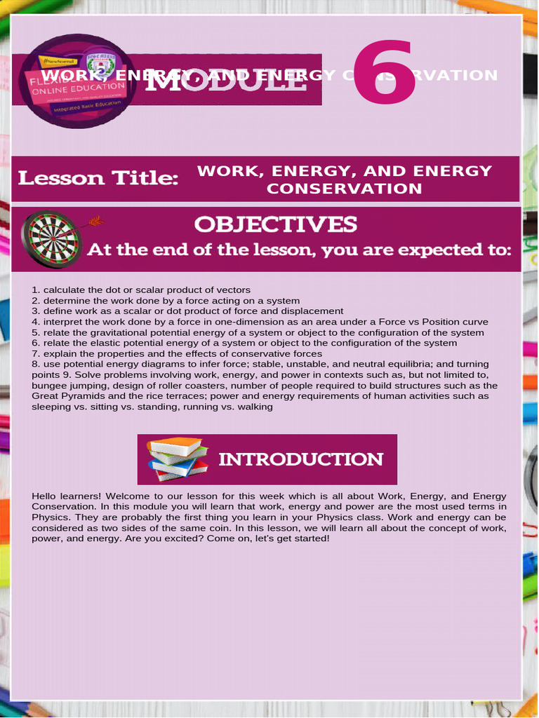 Module 6 work energy and energy conservation pdf