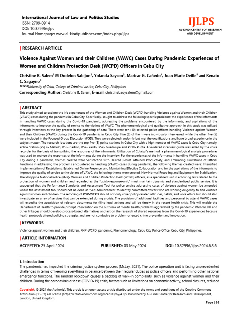 CEBU Violence - Against - Women - and - Their - Children - VAWC - Cas | PDF