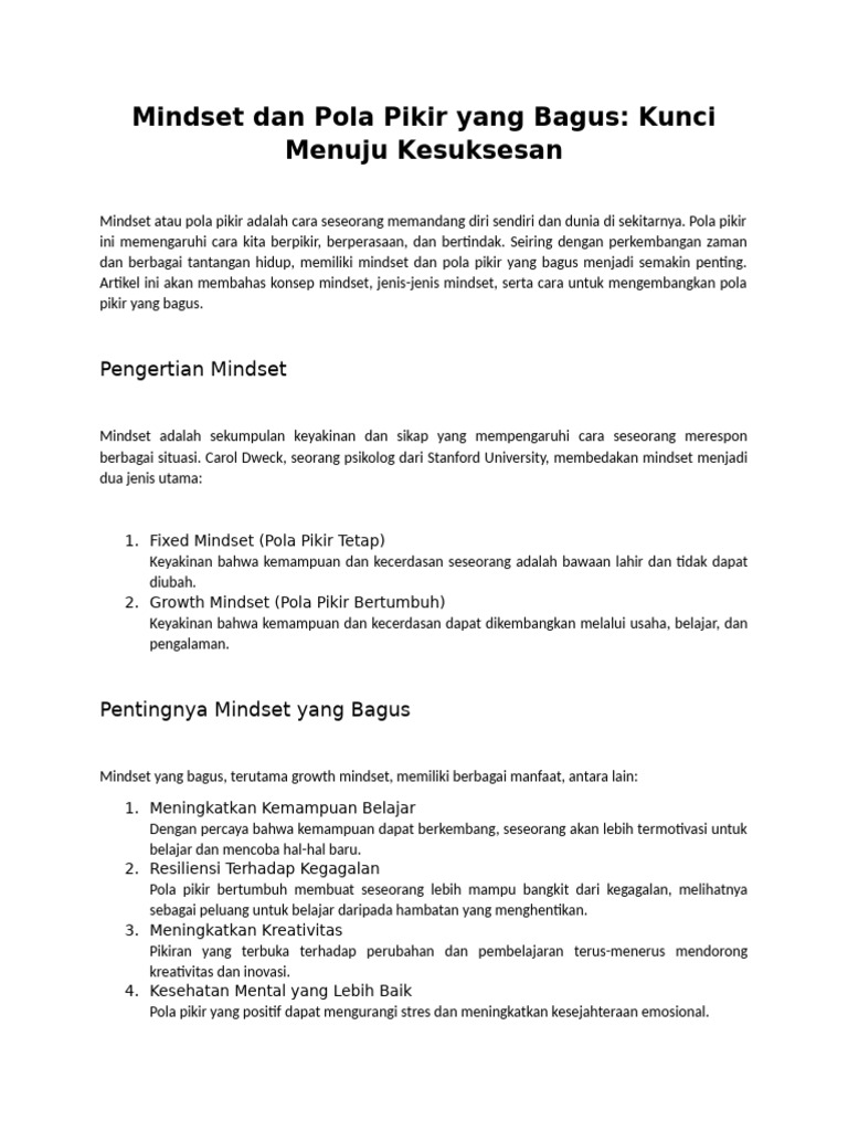 Mindset Positif untuk Sukses | PDF