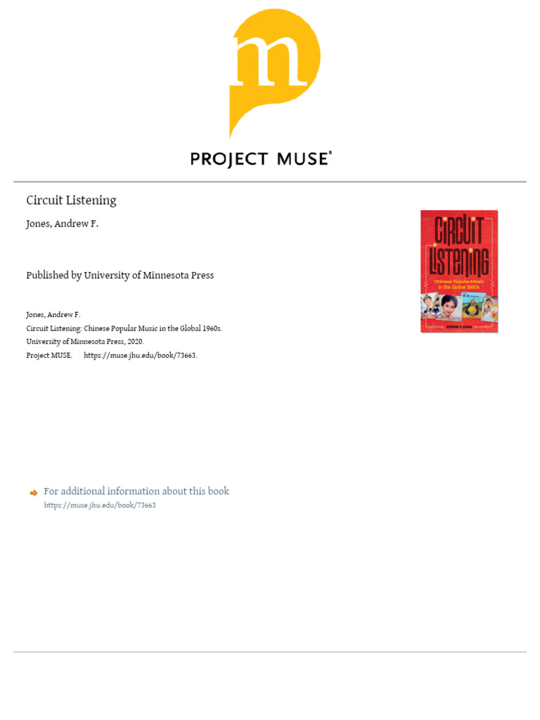 Andrew Jones Circuit Listening Chinese Music in The Global 1960s | PDF