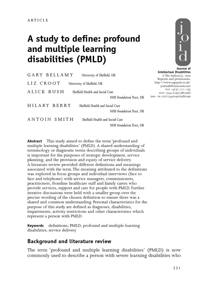 A study to define profound and multiple learning disabilites pdf