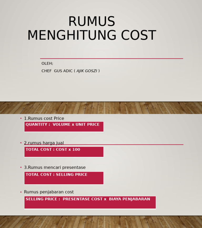 Rumus Menghitung Cost dan Harga Jual | PDF
