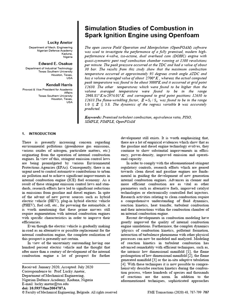 Simulation Studies of Combustion in Spar | PDF