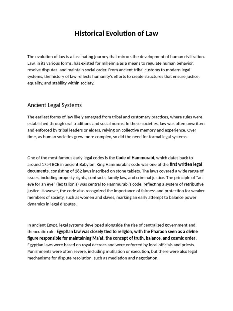 Historical Evolution of Law | PDF | Roman Law | Politics