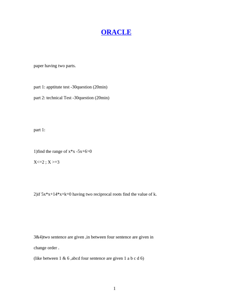 Oracle | PDF