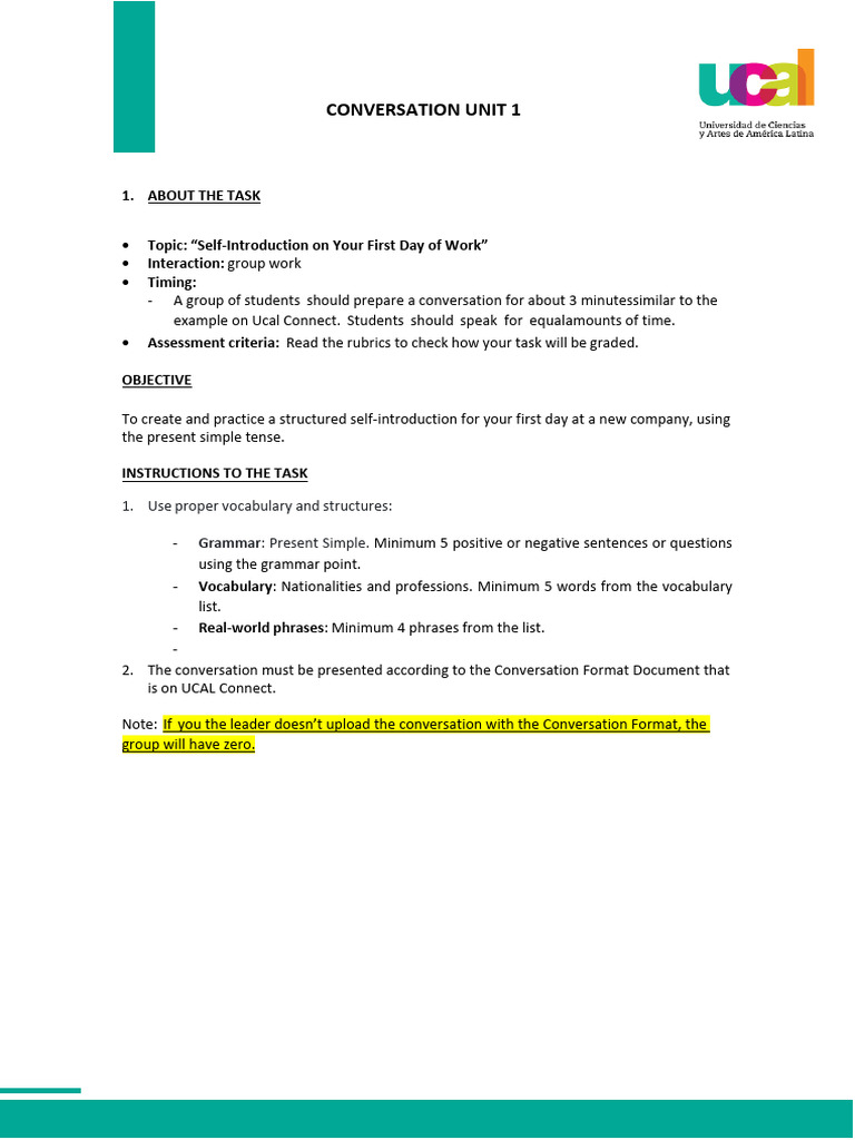 UNIT 1 - Written Conversation | PDF