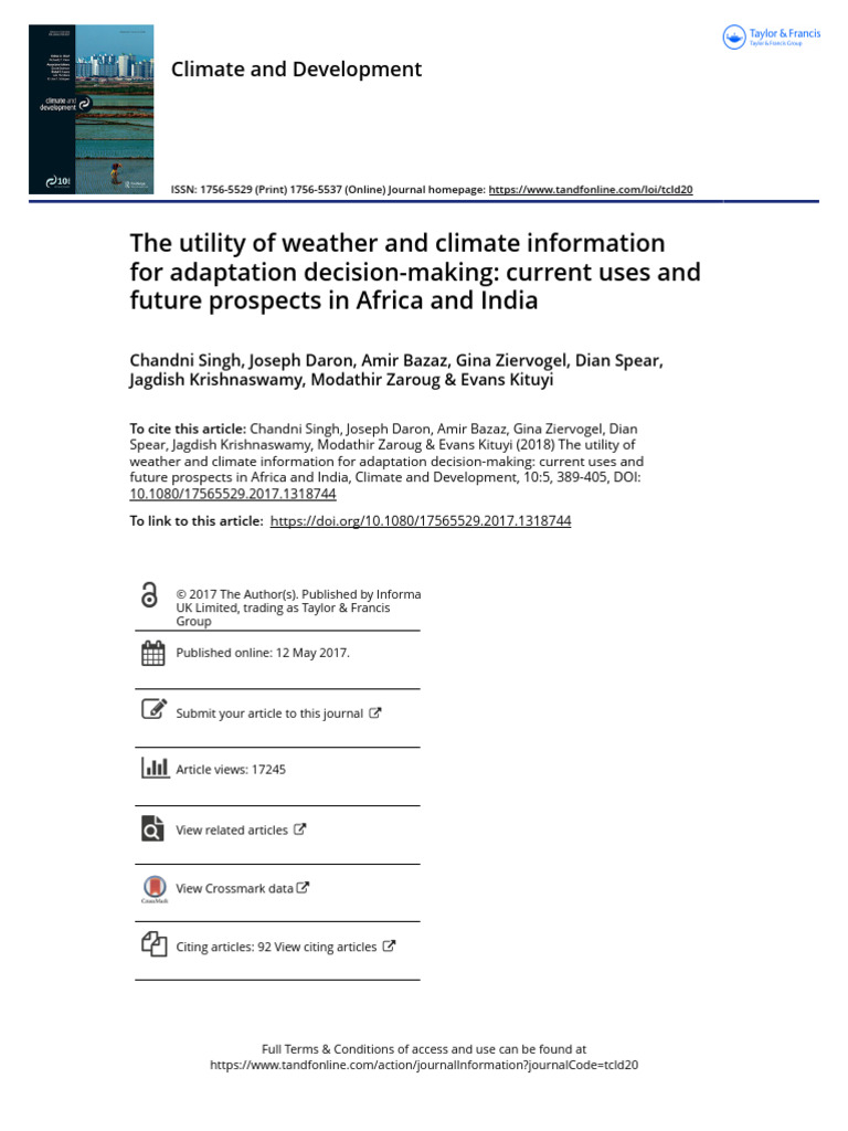 The Utility Of Weather And Climate Information For Adaptation Decision