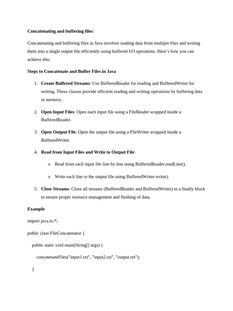 Java Concatenating and Buffering Files | PDF