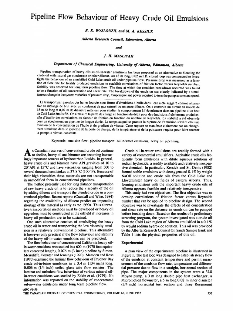 Pipeline Flow Behaviour of Heavy Crude o | PDF