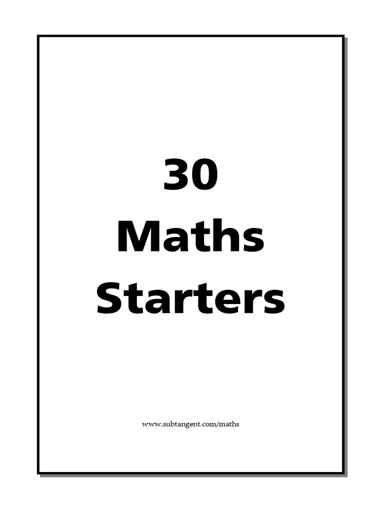 30 Maths Starters Pdf