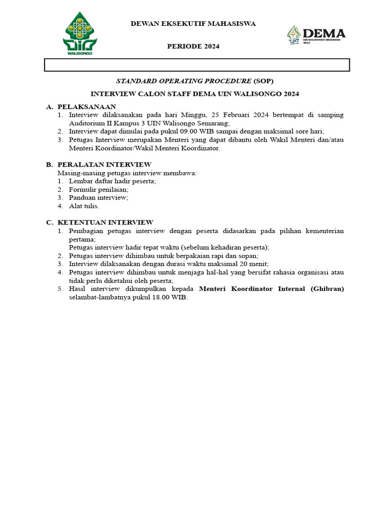 Sop Panduan Formulir Interview Pdf
