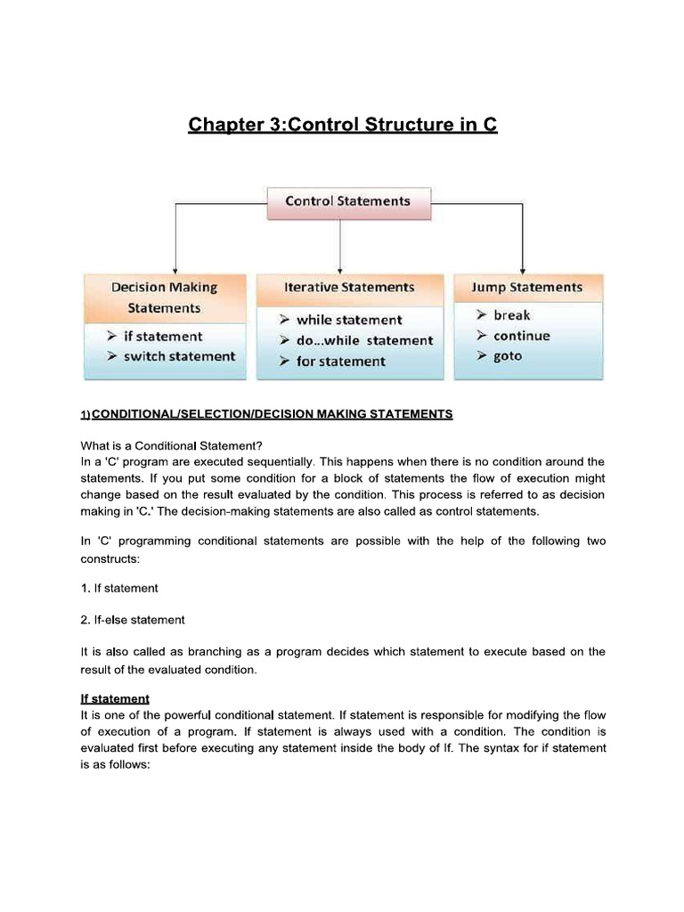 Control Statements in C Language | PDF