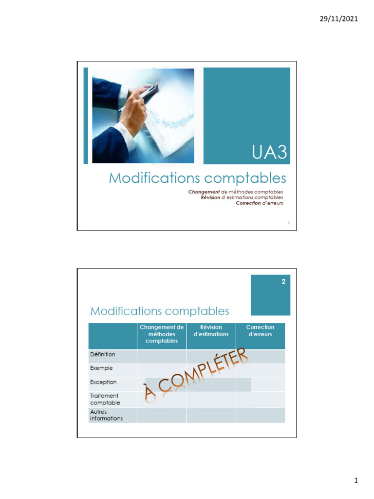 Modifications Comptables Notes de Cours | PDF