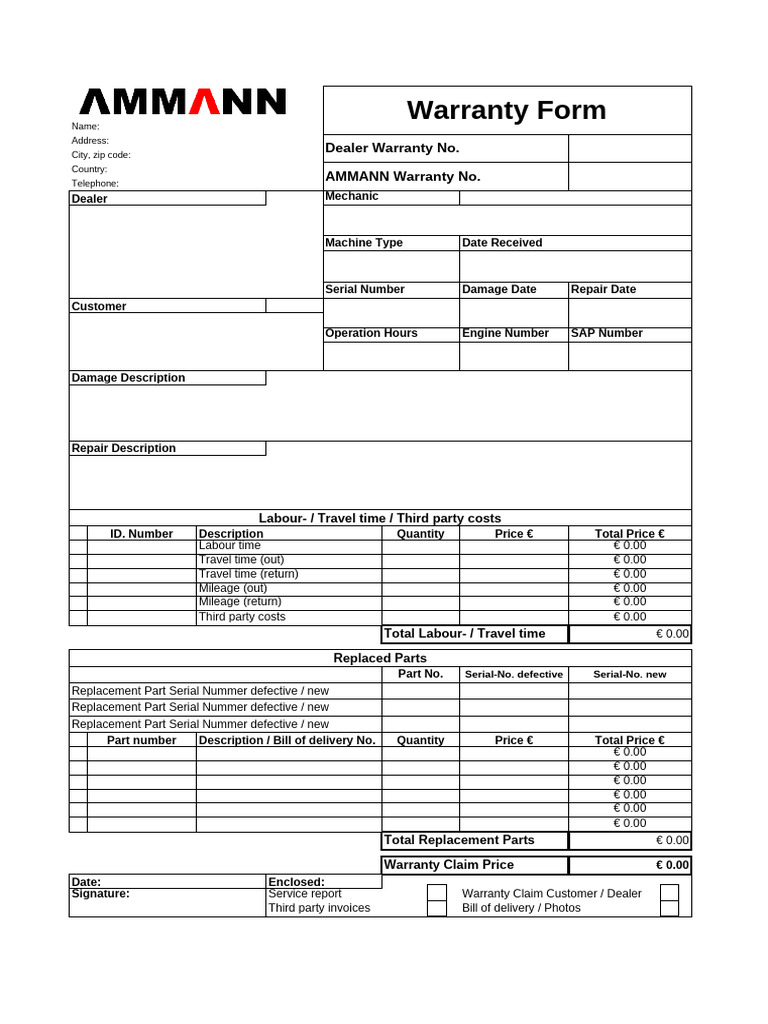Ammann warranty protocol pdf