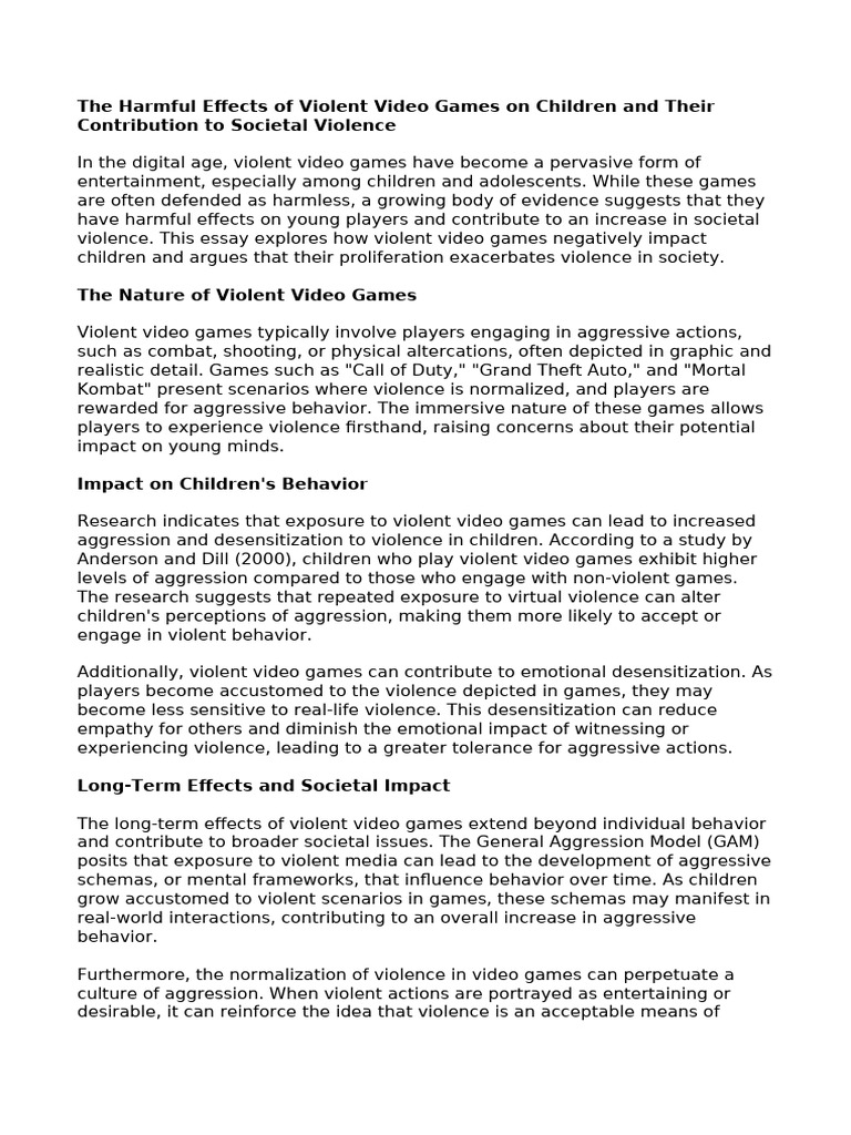 Violent Video Games Pdf