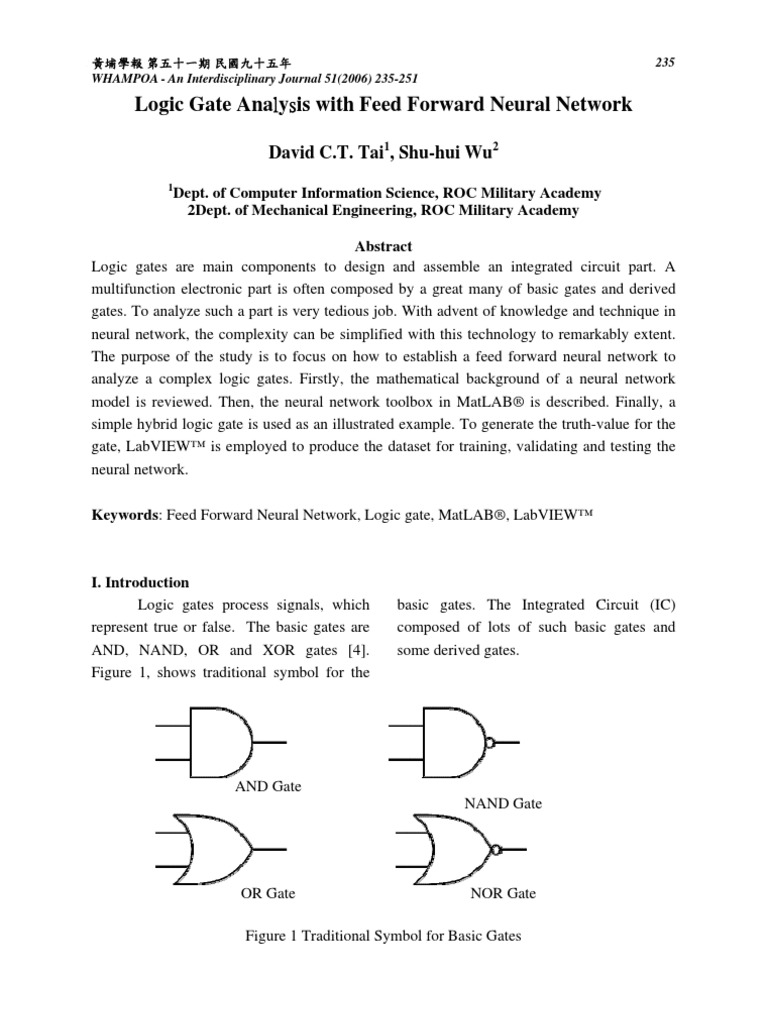 Logic Gate Analysis With Feed Forward Neural Network | Neuron ...