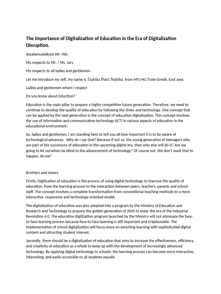The Importance of Digitalization of Education in The Age of ...