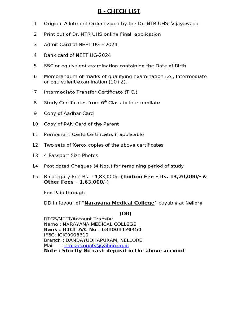B Check List | PDF