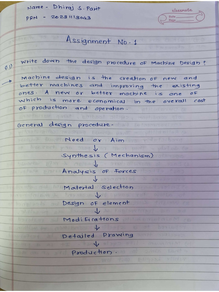 Machine Design Assignment No 1 | PDF