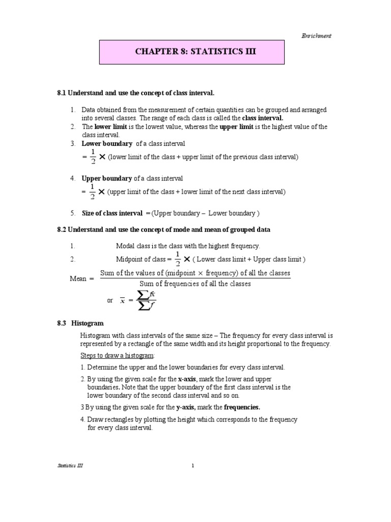 Chapter 8 II Statistics III ENRICH | PDF | Histogram | Mode (Statistics)