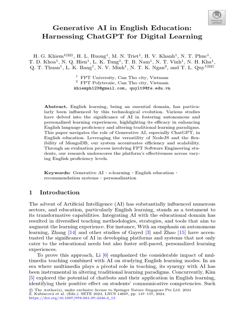Generative AI in English Education: Harnessing ChatGPT For Digital ...