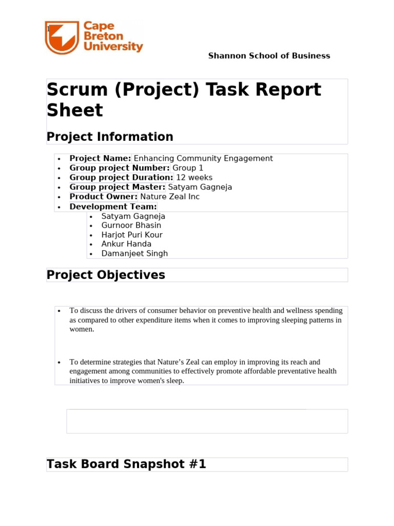 Scrum (Project) Task Report Sheet 2 | PDF