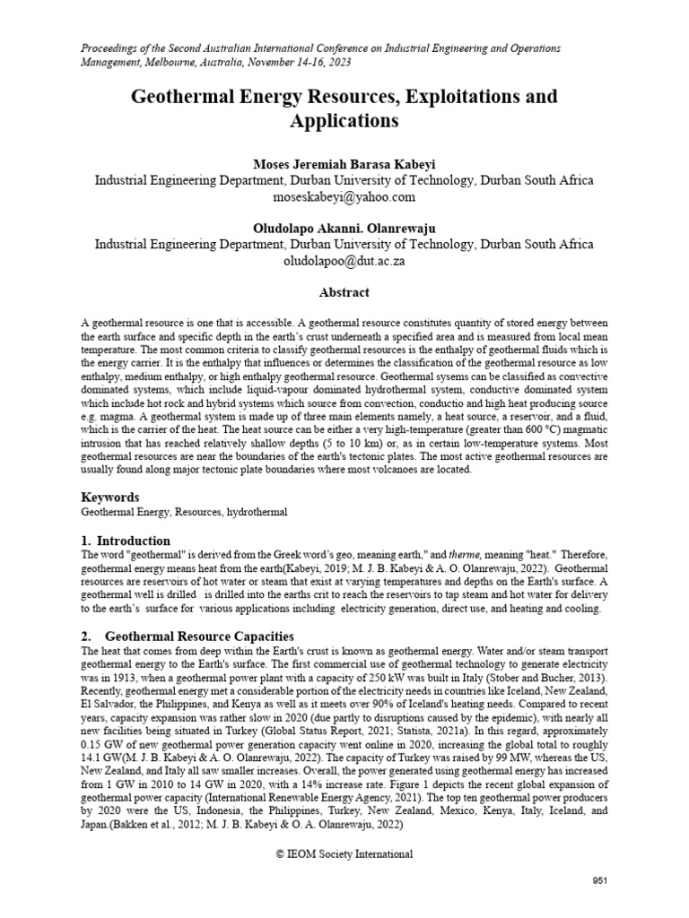 Geothermal Energy: Resources and Applications | PDF | Geothermal Energy ...