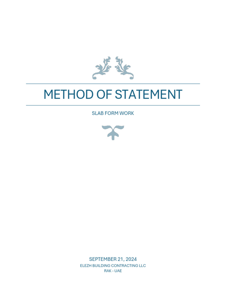 Method of Statement For Slab Shuttering / Scaffolding | PDF