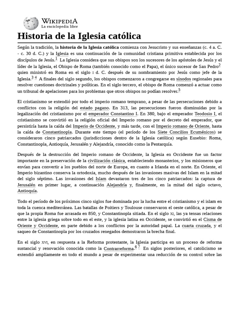 Historia de La Iglesia Católica | PDF