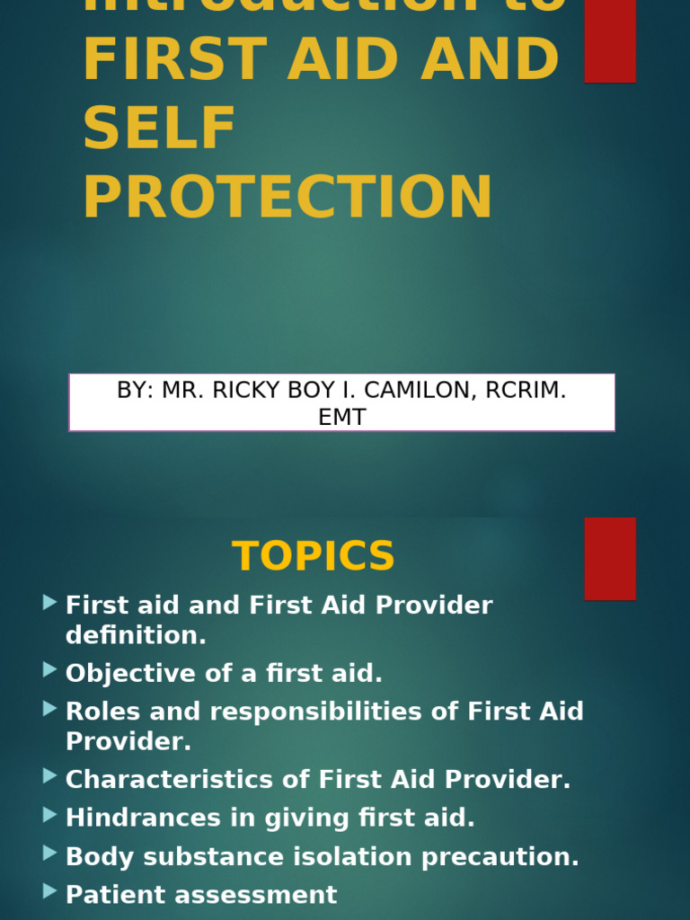 First Aid Essentials and Self Protection | PDF | Clinical Medicine ...