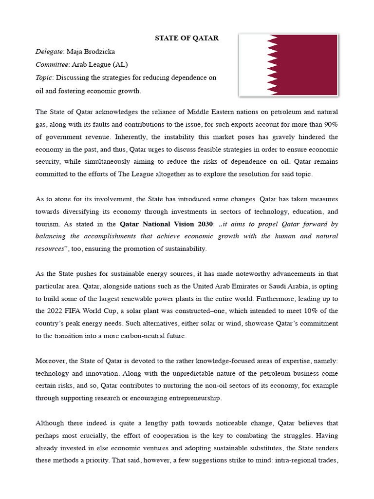 Qatar's Economic Diversification Strategies | PDF | Qatar | Sustainability