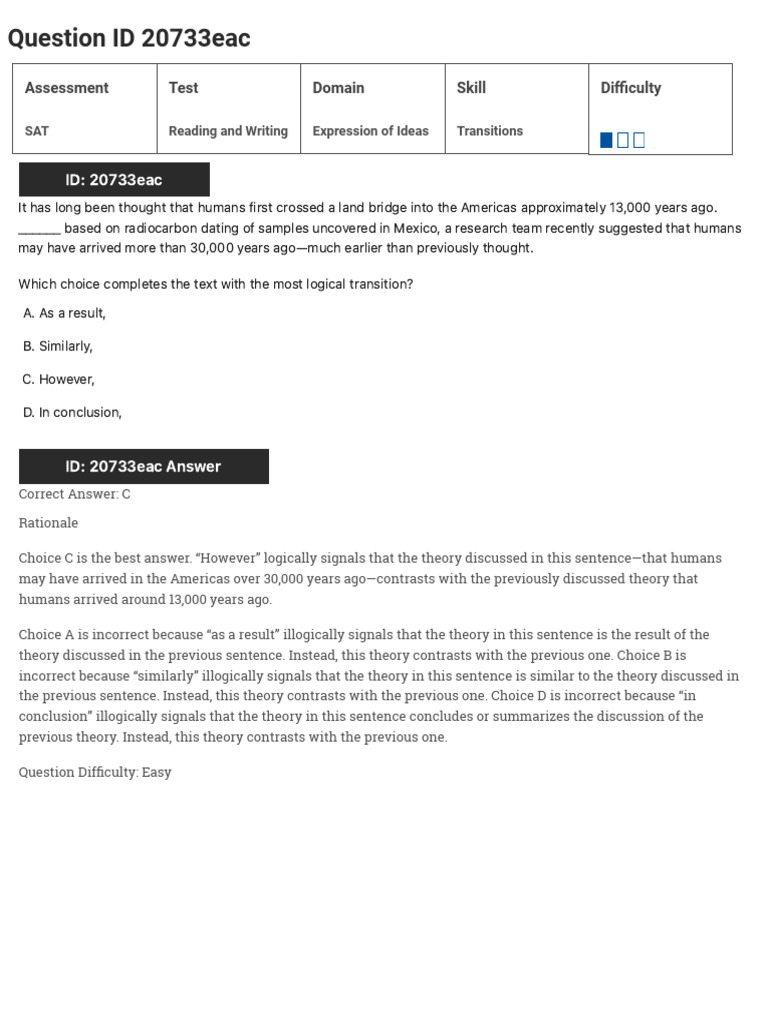 Transitions (Level 1) Answer Key | PDF