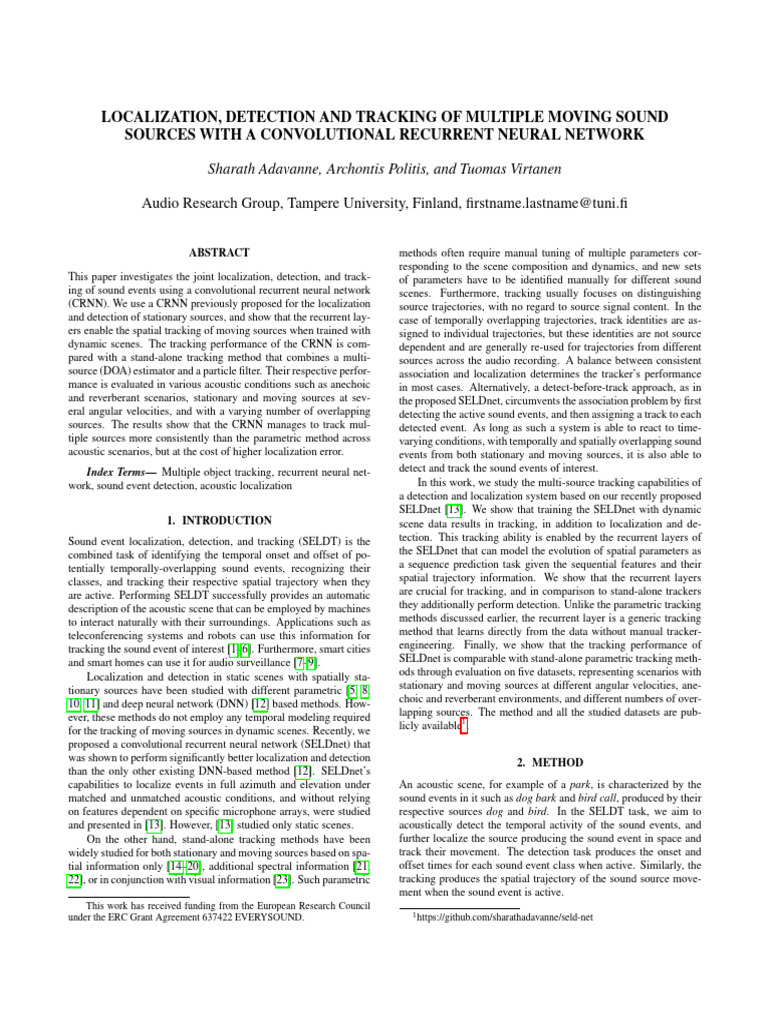 LOCALIZATION, DETECTION AND TRACKING OF MULTIPLE MOVING SOUND | PDF