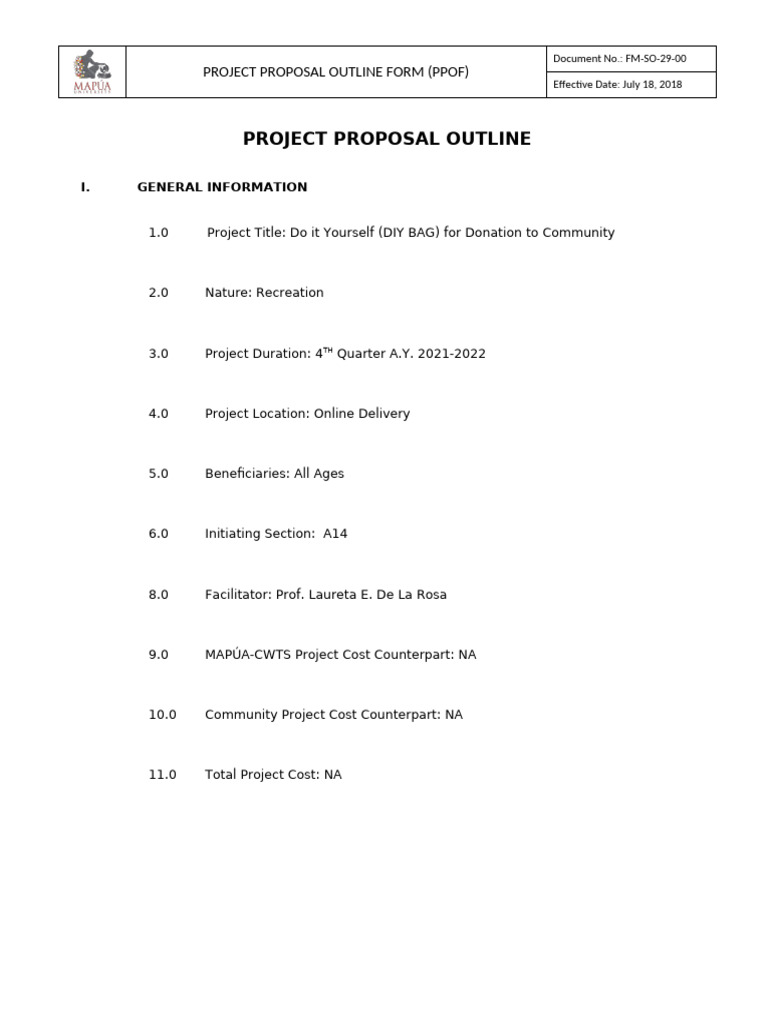 Project Proposal Outline Form | PDF