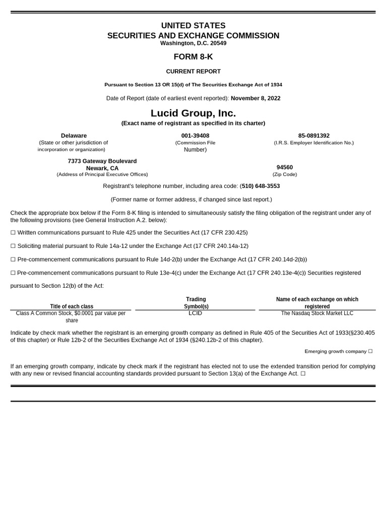 Lucid Group, Inc.: United States Securities and Exchange Commission ...