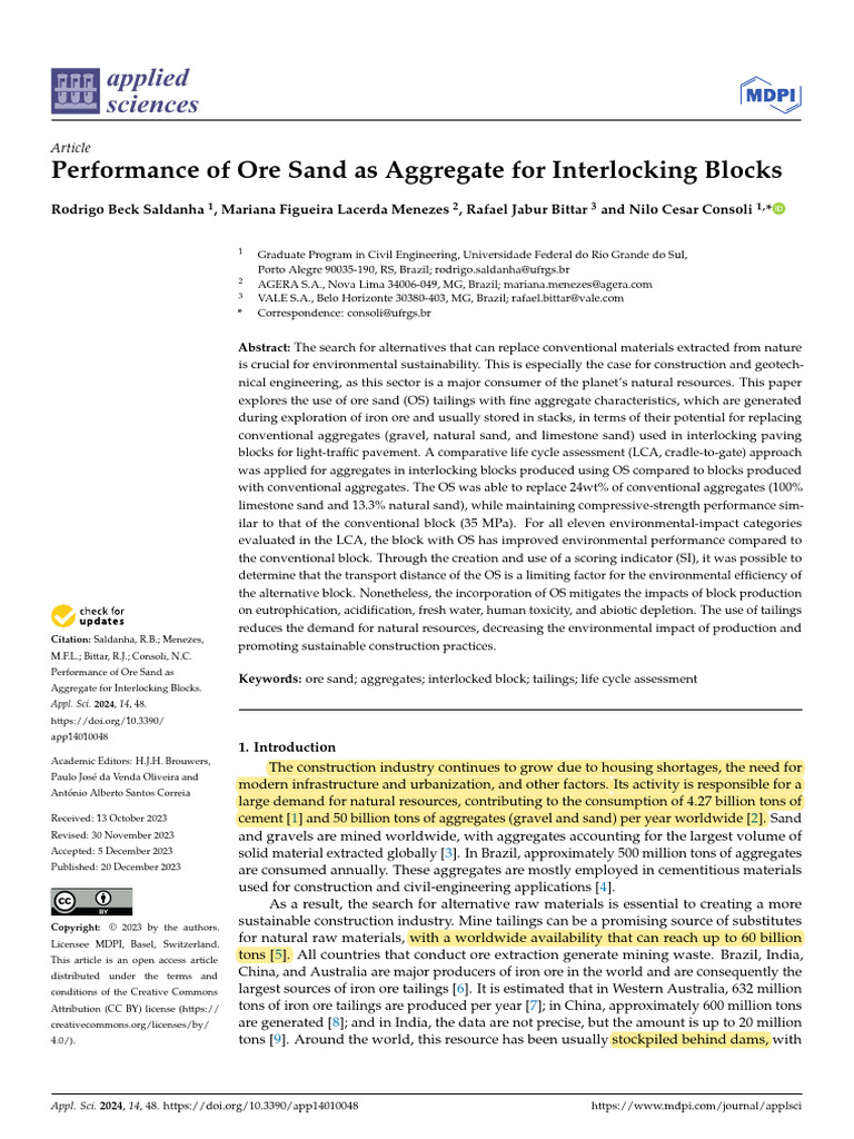 A2 - Performance of Ore Sand As Aggregate For Interlocking Blocks | PDF