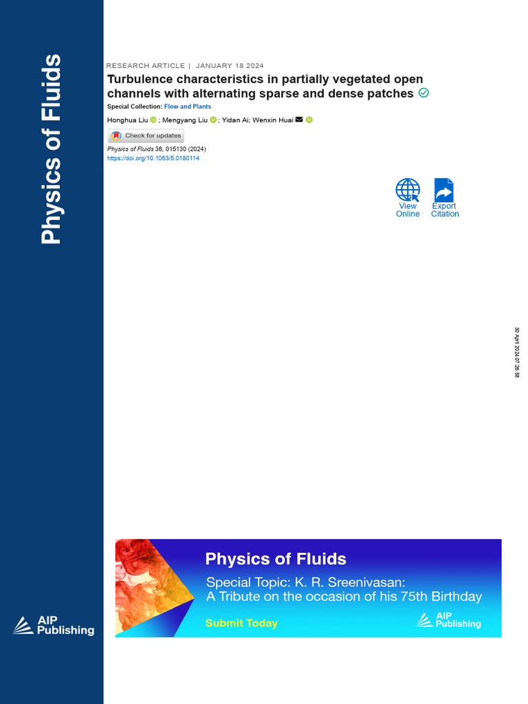 Turbulence Characteristics in Partially Vegetated Open Channels With ...