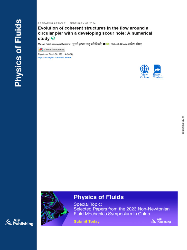 Evolution of Coherent Structures in The Flow Around A Circular Pier ...