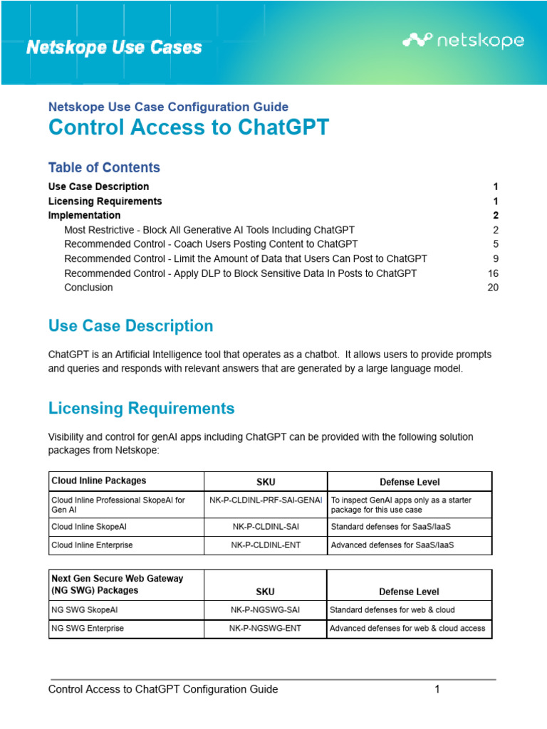 Control Access To ChatGPT Configuration Guide | PDF