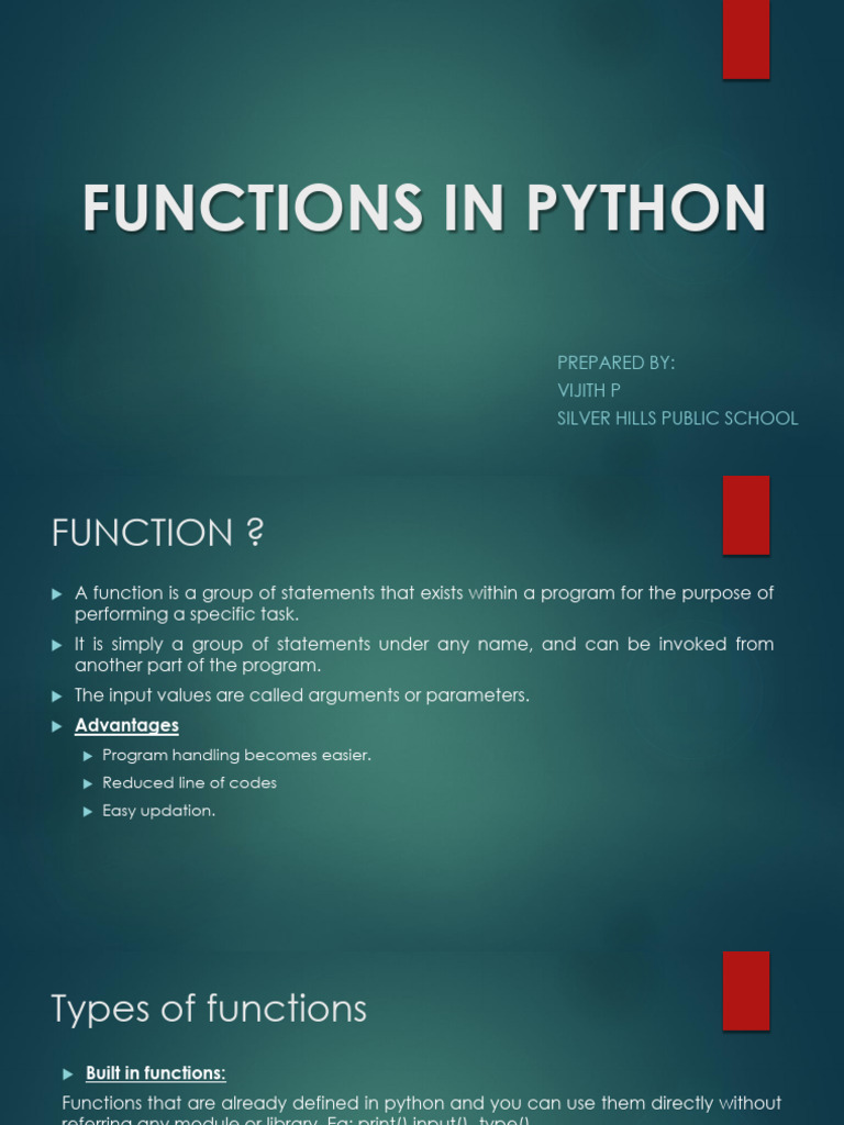 1 - Functions in Python | PDF
