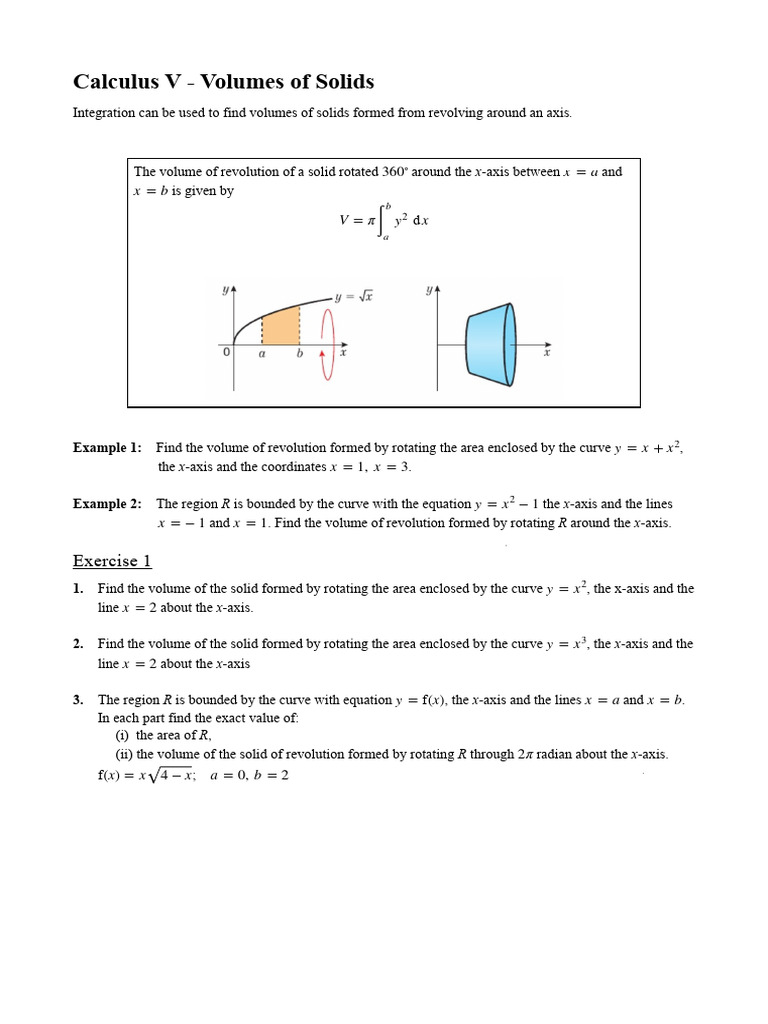 Calculus V Volume Of Solids Pdf